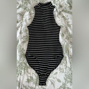 Striped mockneck bodysuit